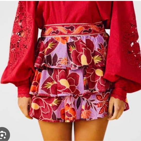 FARM Rio tiered floral mini skirt size XS - Picture 2 of 12